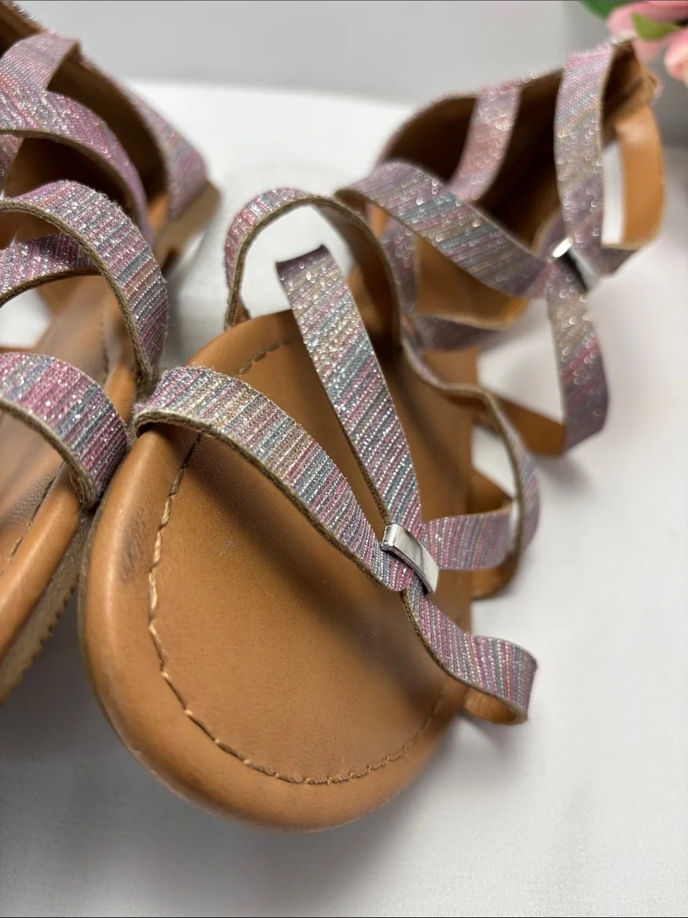 SO Girls 5 Pink/Purple/Blue Glitter‎ Strappy Gladiator Sandals #477